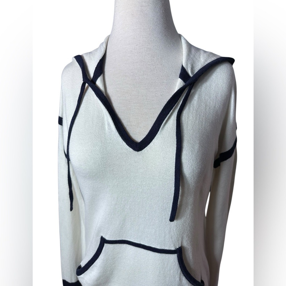 Alashan Cashmere Cotton Knit Long Sleeve V Neckline Hoodie Pullover Swea… - Picture 8 of 11